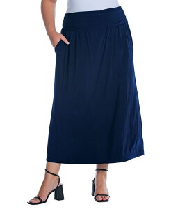24 �Z�u���R���t�H�[�g ���f�B�[�X �{�g���X �X�J�[�g �v���X�T�C�Y �}�L�V 24seven Comfort Apparel Plus Size Foldover Maxi Skirt With Pockets Navy �l�C�r�[