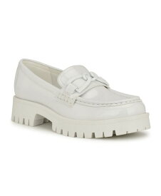 【送料無料】 ナインウェスト レディース スリッポン・ローファー シューズ Women's Gables Round Toe Lug Sole Casual Loafers White Patent