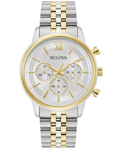 uo Y ANZT[ rv TVc Bulova Men's Classic Chronograph Two-Tone Stainless Steel Bracelet Watch 41mm Two-tone