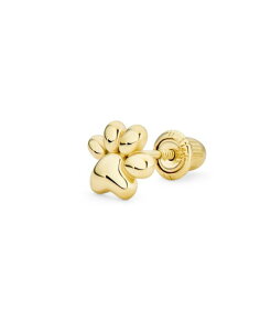 yz uO fB[X sAXECO ANZT[ Tiny BFF Animal Puppy Kitten Pet Dog Lover Cat Paw Print Cartilage Ear Lobe Piercing 1 Piece Stud Earring 14K Yellow Gold Safety Clutch Screw back Yellow