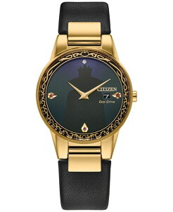 V`Y fB[X ANZT[ rv U[ Citizen Eco-Drive Women's Disney Evil Queen Black Leather Strap Watch 30mm Gift Set No Color