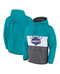 �t�@�i�e�B�N�X �����Y �A�E�^�[ �W���P�b�g�E�u���]�� �p�[�J�[ �W���P�b�g Fanatics Men's Teal Gray Charlotte Hornets Anorak Flagrant Foul Color-Block Raglan Hoodie Half-Zip Jacket Teal Gray �O���[