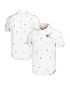 �g�b�~�[�o�n�} �����Y �g�b�v�X �V���c T�V���c Tommy Bahama Men's White Pittsburgh Steelers Nova Wave Flocktail Button-Up Shirt White �z���C�g