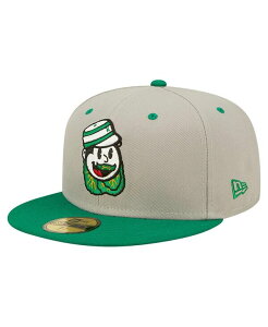 j[G Y ANZT[ Xq _E New Era Men's Gray Green Down East Wood Ducks Kinston Collard Greens Theme Night 59FIFTY Fitted Hat Gray Green O[