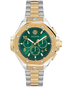 �t�B���b�v�v���C�� �����Y �A�N�Z�T���[ �r���v T�V���c Philipp Plein Men's Chronograph Two-Tone Stainless Steel Bracelet Watch 46mm Two Tone