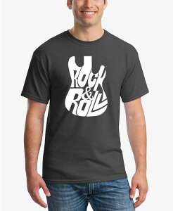 �G���G�[�|�b�v�A�[�g �����Y �g�b�v�X T�V���c LA Pop Art Rock And Roll Guitar - Men's Word Art T-Shirt Grey �O���[