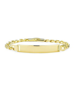 �u�����O �����Y �A�N�Z�T���[ �u���X���b�g�E�o���O���E�A���N���b�g Bling Jewelry Solid Name Bar Plated Identification ID Bracelet For Men Cuban Curb Chain Link Yellow Gold Plated Brass Gold-tone �S�[���h
