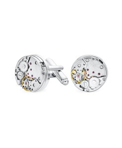 �u�����O �����Y �A�N�Z�T���[ �J�t�X�{�^�� T�V���c �q�[�� Bling Jewelry Mechanic Steam Moving Gears Wheel Solid Shirt Cufflinks Two Tone Stainless Steel Hinge Bullet Back Multi-color �}���`�J���[