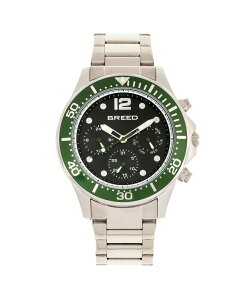 u[h Y ANZT[ rv Breed Quartz Pegasus Green Face Multi-Function Silver Alloy Watch 46mm Silver Vo[
