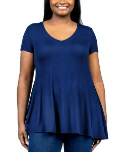 24 �Z�u���R���t�H�[�g ���f�B�[�X �g�b�v�X �V���c V�l�b�N �v���X�T�C�Y 24seven Comfort Apparel Plus Size Short Sleeve V-Neck Tunic Top Navy �l�C�r�[