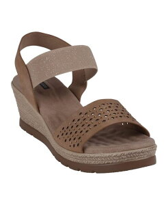 yz W[V[V[Y fB[X T_ V[Y Women's Bane Embellished Elastic Double Band Wedge Sandals Natural