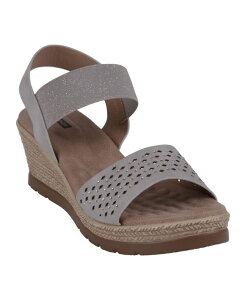 �W�[�V�[�V���[�Y ���f�B�[�X �V���[�Y �T���_�� GC Shoes Women's Bane Embellished Elastic Double Band Wedge Sandals Silver �V���o�[