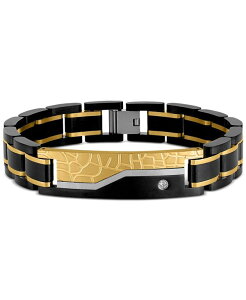 �G�X�N�@�C�A �����Y �A�N�Z�T���[ �s�A�X�E�C�������O T�V���c Esquire Men's Jewelry Diamond Watch Link Bracelet (1/20 ct. t.w.) & Gold Ion-Plated Stainless Steel Black �u���b�N