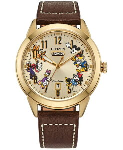 V`Y Y ANZT[ rv U[ Citizen Eco-Drive Men's Disney Brown Leather Strap Watch 41mm No Color