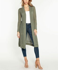 �x���f�B�[�j ���f�B�[�X �A�E�^�[ �j�b�g�E�Z�[�^�[ �J�[�f�B�K�� Belldini Pointelle-Stitch Duster Cardigan Olive Gray �O���[
