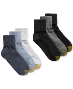 �S�[���h�g�D ���f�B�[�X �A���_�[�E�F�A �C�� Gold Toe Women's 6-Pack Casual Turn Cuff Socks Denim �f�j��