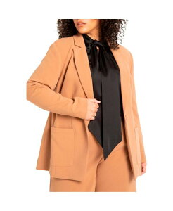 �G���N�C ���f�B�[�X �A�E�^�[ �W���P�b�g�E�u���]�� �v���X�T�C�Y �u���U�[ ELOQUII Plus Size The 365 Suit Patch Pocket Blazer Biscuit
