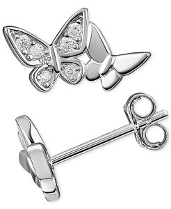 �y���������z �W���[�j �x���j�[�j ���f�B�[�X �s�A�X�E�C�������O �A�N�Z�T���[ Cubic Zirconia Double Butterfly Stud Earrings in Sterling Silver White