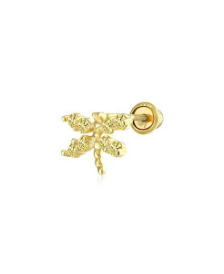 yz uO fB[X sAXECO ANZT[ Tiny Real 14K Gold Cubic Zirconia Canary Yellow Simulated Citrine Helix Cartilage Ear Lobe Piercing Daith Dragonfly Firefly Butterfly 1 Piece Stud Earring For Wo