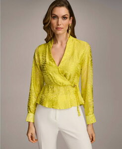 �y���������z �_�i�L������ ���f�B�[�X �V���c �g�b�v�X Women's Burnout Faux-Wrap Long-Sleeve Top Poison