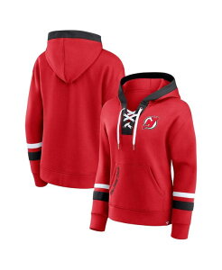 �y���������z �t�@�i�e�B�N�X ���f�B�[�X �p�[�J�[�E�X�E�F�b�g �A�E�^�[ Women's Red New Jersey Devils Bombastic Exclusive Lace-Up Pullover Hoodie Red