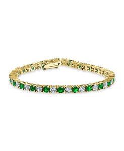 yz uO fB[X uXbgEoOEANbg ANZT[ Alternating Stones Simulated Round Cubic Zirconia 12.00 CT 4 Prong Basket Set Solitaire AAA CZ Tennis Bracelet Prom Bride 14K Gold Pla