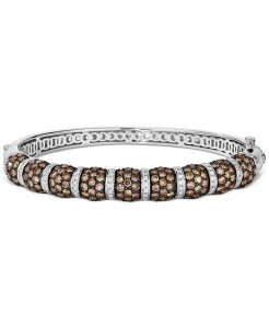 yz  @ fB[X uXbgEoOEANbg ANZT[ Chocolate Diamond & Vanilla Diamond Pav Bangle Bracelet (7-1/20 ct. t.w.) in 14k White Gold No Color