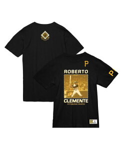 �~�b�`�F��&�l�X �����Y �g�b�v�X T�V���c ���B���e�[�W �V���c ���S Mitchell & Ness Men's Roberto Clemente Black Pittsburgh Pirates Cooperstown Collection Heavyweight Premium Player Vintage-like Logo T-Shirt Black �u���b�N