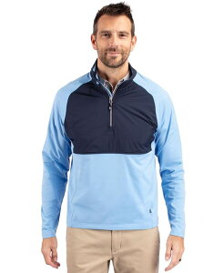 Jb^[AhobN Y AE^[ WPbgEu] n[tWbv jbg WPbg Cutter & Buck Men's Adapt Eco Knit Hybrid Recycled Quarter Zip Jacket Atlas/navy blue lCr[