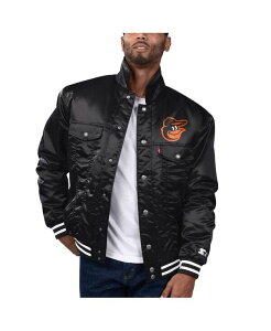 ���[�o�C�X �����Y �A�E�^�[ �W���P�b�g�E�u���]�� �T�e�� �W���P�b�g Levi's Levi �f s x Starter Men's Black Baltimore Orioles Silver Tab Satin Full-Snap Trucker Jacket Black �u���b�N