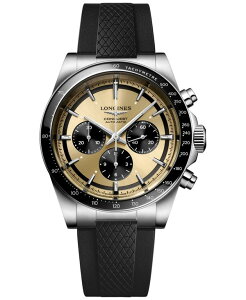 �����W�� �����Y �A�N�Z�T���[ �r���v Longines Men's Swiss Automatic Chronograph Conquest Black Rubber Strap Watch 42mm No Color �u���b�N