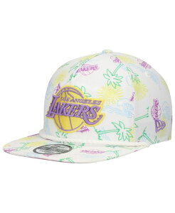 �j���[�G�� �����Y �A�N�Z�T���[ �X�q New Era Men's White Los Angeles Lakers Palm Trees and Waves Golfer Adjustable Hat White �z���C�g