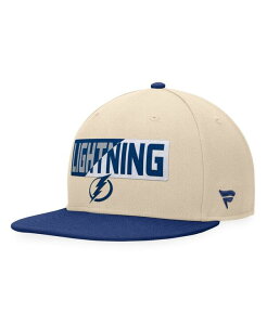 t@ieBNX Y ANZT[ Xq Fanatics Men's Cream/Blue Tampa Bay Lightning Goalaso Snapback Hat Cream Blue N[