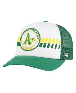 47 �u�����h �����Y �A�N�Z�T���[ �X�q '47 Brand Men's White/Green Oakland Athletics Cooperstown Collection Pack Express Trucker Adjustable Hat GreenWhite �z���C�g