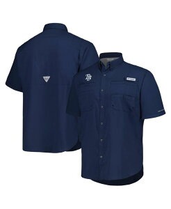 �R�����r�A �����Y �g�b�v�X �V���c �_�E�� Columbia Men's Navy Tampa Bay Rays Tamiami Omni-Shade Button-Down Shirt Navy �l�C�r�[