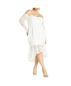 �V�e�B�[�V�b�N ���f�B�[�X �g�b�v�X �����s�[�X �v���X�T�C�Y ���[�X CITY CHIC Plus Size Lace Athena Dress Ivory �A�C�{���[