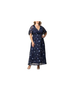 �L���i ���f�B�[�X �g�b�v�X �����s�[�X �v���X�T�C�Y �h�J Kiyonna Plus Size Embroidered Elegance Evening Gown Twilight blooms