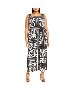 VeB[VbN fB[X gbvX WvX[c vXTCY CITY CHIC Plus Size Modern Muse Jumpsuit Black tile ubN