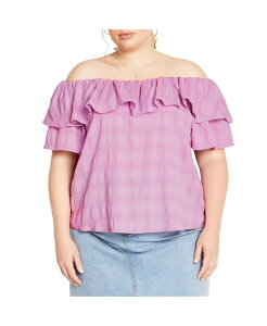 �V�e�B�[�V�b�N ���f�B�[�X �g�b�v�X �V���c �v���X�T�C�Y CITY CHIC Plus Size Christy Off Shoulder Top Violet �o�C�I���b�g