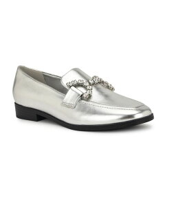 iCEFXg fB[X V[Y Xb|E[t@[ [t@[ Nine West Women's Lilpa Almond Toe Slip-On Dress Flat Loafers Silver Vo[