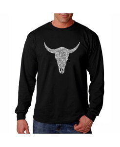 �G���G�[�|�b�v�A�[�g �����Y �g�b�v�X T�V���c LA Pop Art Men's Word Art Long Sleeve T-Shirt - Cowskull Country Hits Black �u���b�N