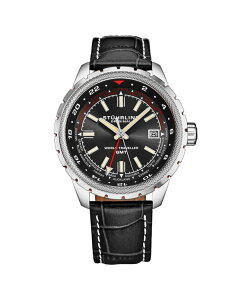 �X�g�D�[�����O �����Y �A�N�Z�T���[ �r���v Stuhrling Global Voyager 1014 GMT 42mm World Timer Watch Black �u���b�N