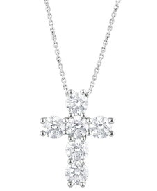 【送料無料】 バッジェリーミシュカ レディース ネックレス・チョーカー・ペンダントトップ アクセサリー Lab Grown Diamond Cross Pendant Necklace (5 ct. t.w.) in 14k White Gold 16" + 2" extender White