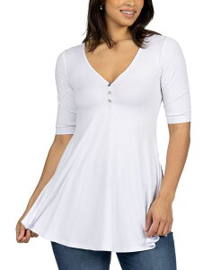 24 �Z�u���R���t�H�[�g ���f�B�[�X �g�b�v�X �V���c 24seven Comfort Apparel Short Sleeve Tunic Top White �z���C�g