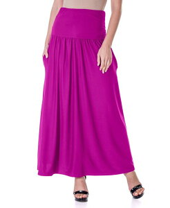 24 �Z�u���R���t�H�[�g ���f�B�[�X �{�g���X �X�J�[�g �}�L�V 24seven Comfort Apparel Women's Foldover with Pockets Maxi Skirt Magenta �}�[���^