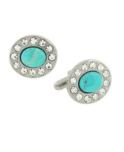 1928 Y ANZT[ JtX{^ 1928 Jewelry Silver-Tone Oval Cufflinks Turquoise ^[RCY