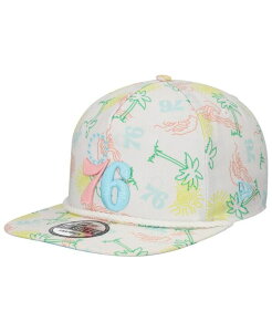 �j���[�G�� �����Y �A�N�Z�T���[ �X�q New Era Men's White Philadelphia 76ers Palm Trees and Waves Golfer Adjustable Hat White �z���C�g