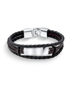 yz uO Y uXbgEoOEANbg ANZT[ Black Rope Cord Brown leather Stacking Multi Strand Identification Name Bracelet Silver Tone Stainless Steel Brown