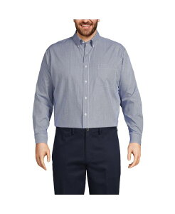 �����Y�G���h �����Y �g�b�v�X �V���c �{�^���_�E�� �g�[�� �_�E�� Lands' End Big & Tall Traditional Fit Pattern No Iron Supima Pinpoint Buttondown Collar Dress Shirt Rich sapphire check �T�t�@�C�A