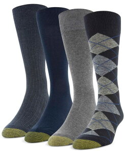 �S�[���h�g�D �����Y �A���_�[�E�F�A �C�� Gold Toe Men's 4-Pack Casual Argyle Crew Socks Blue Night Grey Heather Navy Denim Heather �O���[